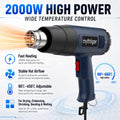 2000W Heat Gun Professional Hot Air Gun Adjustable Temperature 60-600 D 4 Nozzles for DIY Stripping Paint Shrinking PVC and Home