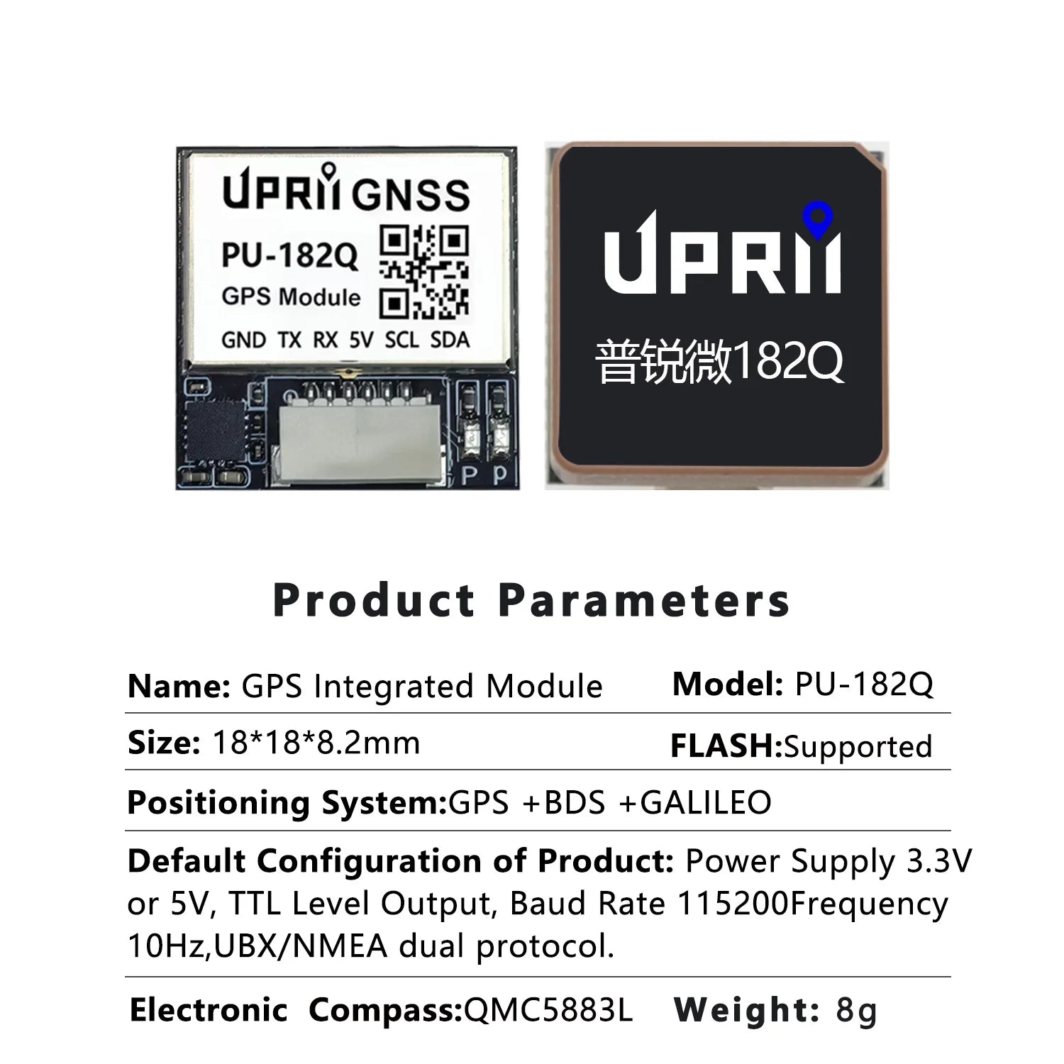 PU-182Q M10GNSS GPS Module with Compass, Compatible with INAV Betaflight Ardupilot, Support GPS Galileo GLONASS BeiDou QZSS SBAS