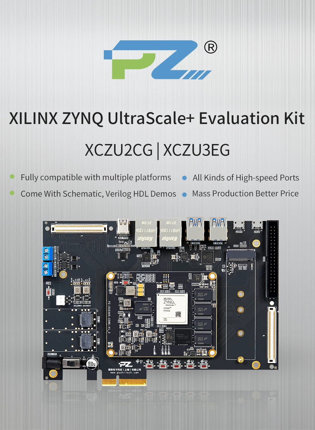 PUZHI  ZU2CG ZU3EG Card: Xilinx ZYNQ UltraScale XCZU2CG XCZU3EG FPGA Development Board USB3.0 DP  PCIe 3.0
