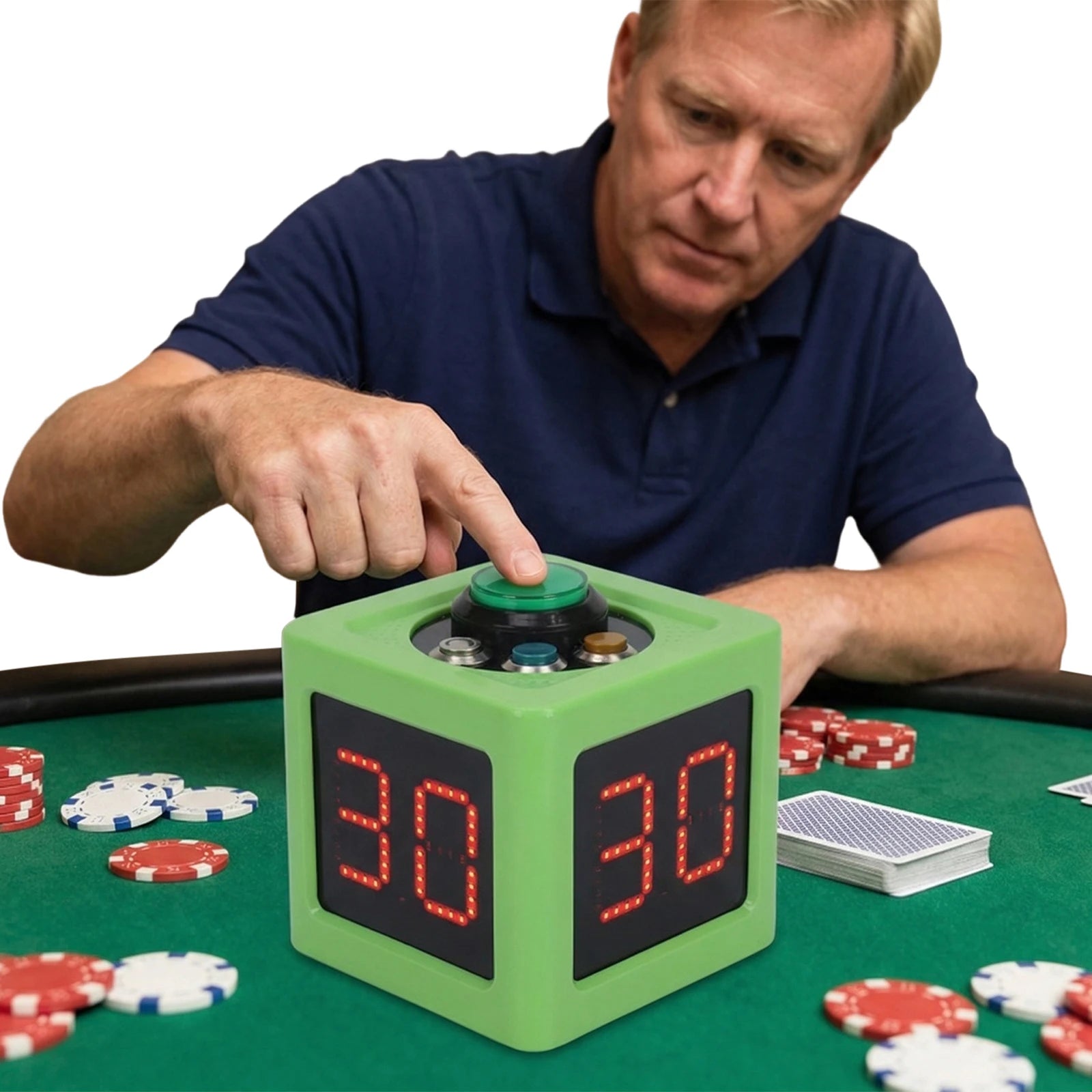 Poker Shot Clock with 1.4in Display 4 Sides Cube Timer 5-Level Brightness No Battery for Poker Casino Chess Tournament