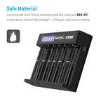 MC6C 6-Slot Independent Charger LCD Display for Li-ion Ni-MH USB-C Input 0V for 21700 18650 Li Battery AA AAA Battery Activation