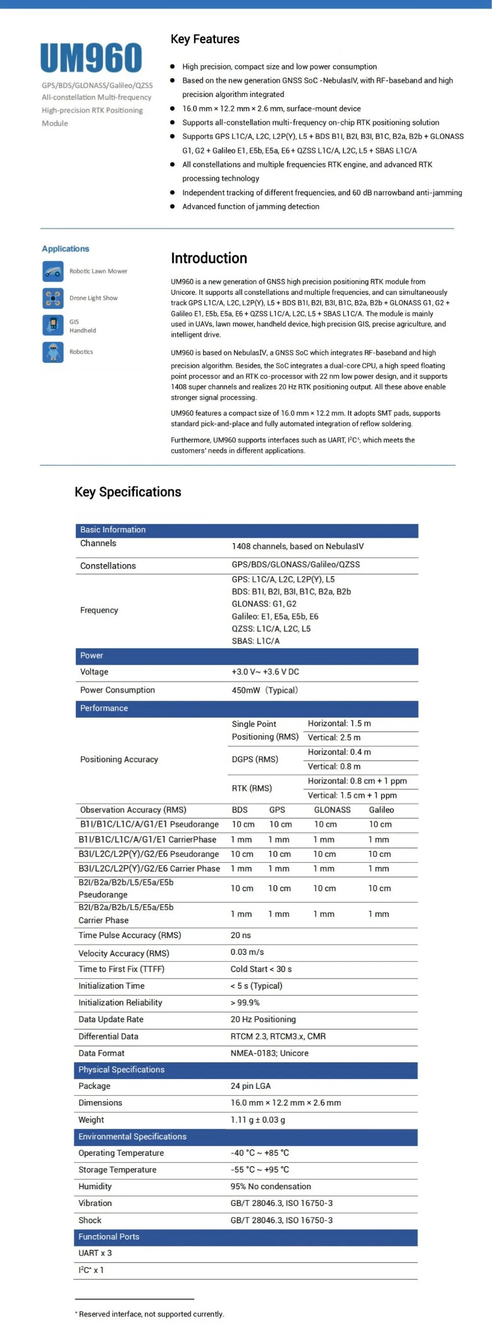 Full-System Multi-Frequency High-Precision RTK Positioning GNSS Module UM960 Development Board For Drones Robots And Handheld