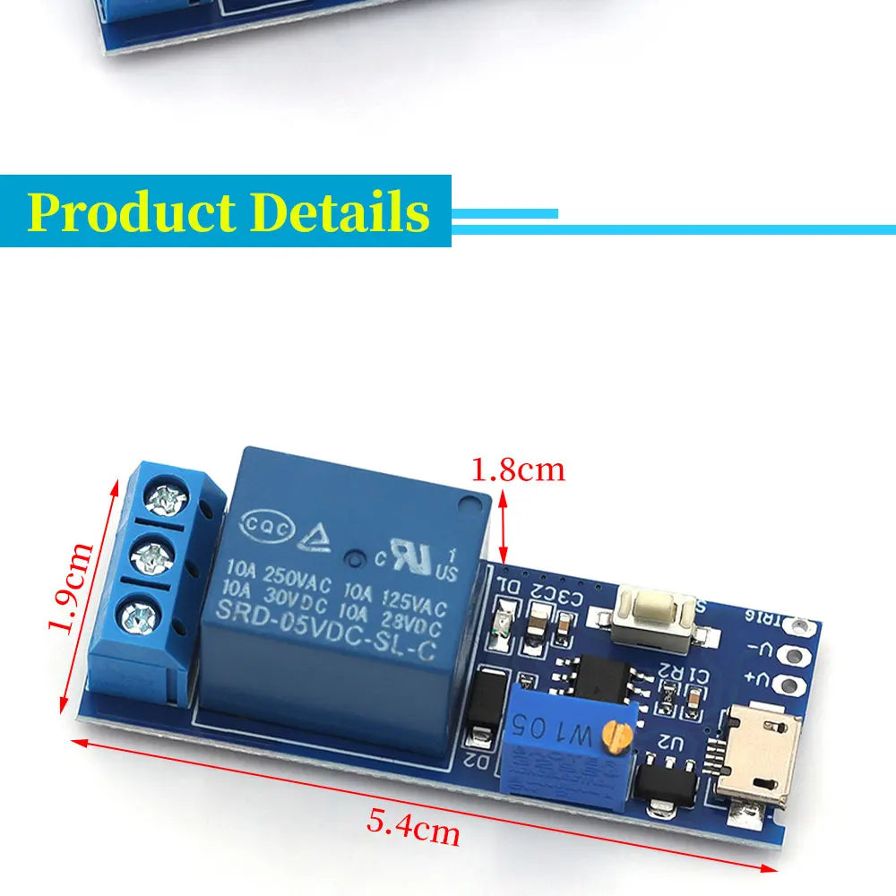 Smart Electronics 5V-30V Micro USB Power Adjustable Delay Relay Timer Control Module Trigger Delay Switch