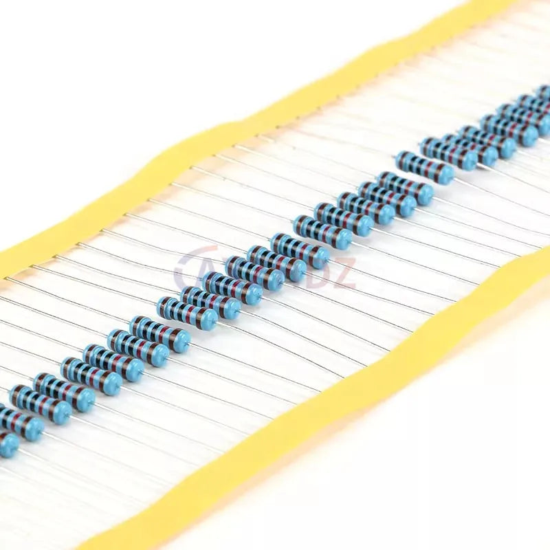 50PCS 1/2W 0.5W 1R - 1M Metal Film Resistor 1% 2R 10R 22R 47R 100R 330R 2k 1K 4.7K 10K 100K 4.7 51 47 62 75 100 120 510 Ohm K Ω