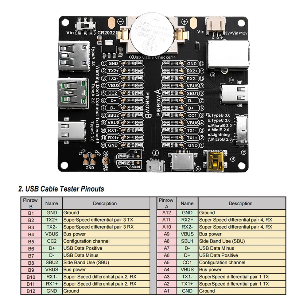 DT3 ON-OFF Data Cable Detection Board For iPhone Android Data Cable Type-C Micro Lightning Data Switching Test Board