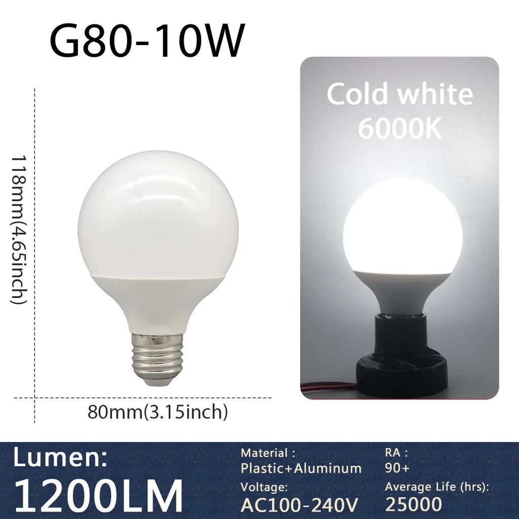 1-5 Pack G80 G95 G125 Globe LED Light Bulbs 10W 12W 18W 40 Watt Equivalent LED Edison Bulbs, Warm White 3000K E27 Base, Milky