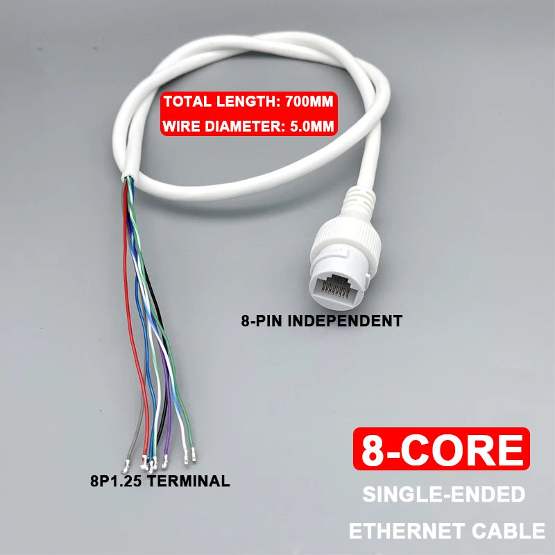 RJ45 8 Pin Female Socket Network Camera Waterproof Pigtail Terminal Block 1.25 Single-end Network Port Cable Tp12v Poe Connector