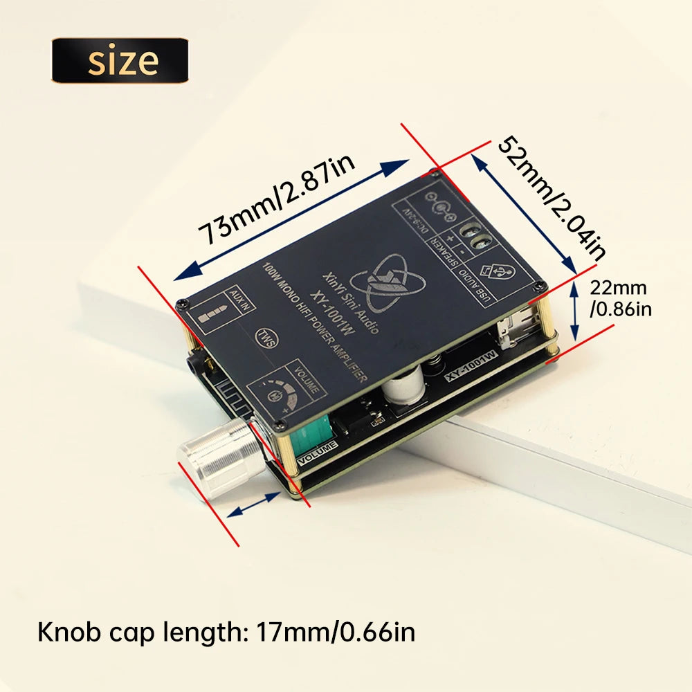XY-1001W 100W Mono Digital Power Amplifier Board TPA3116D2 Audio Stereo Subwoofer Amplifier Board Bluetooth AUX DC 9-24V