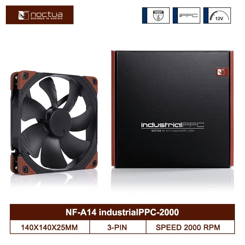 Noctua NF-A14 industrialPPC 2000RPM/3000RPM IP67 140mm Case Fan 12V/24V PWM CPU Cooling Fan Computer Case Industrial Equipment