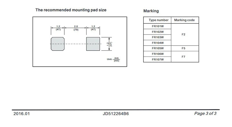 100pcs FR107W 1206 SOD-123FL F7 SMD Fast Recovery Rectifiers Ultra-Thin New Original 1N4007W A7 1N4148W T4 1N5819W S4