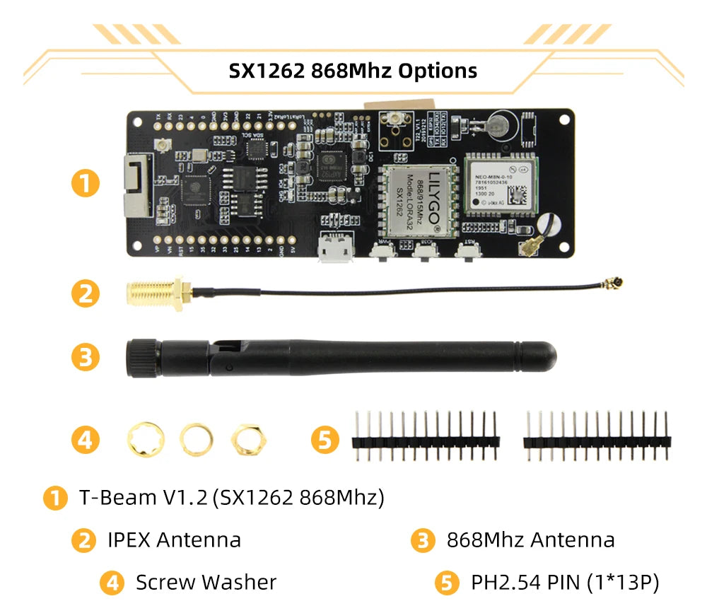 TTGO T-Beam V1.2 ESP32 NEO-M8N Development Board GNSS LoRa SX1262 433Mhz 915Mhz Wireless Modules for WiFi Projects