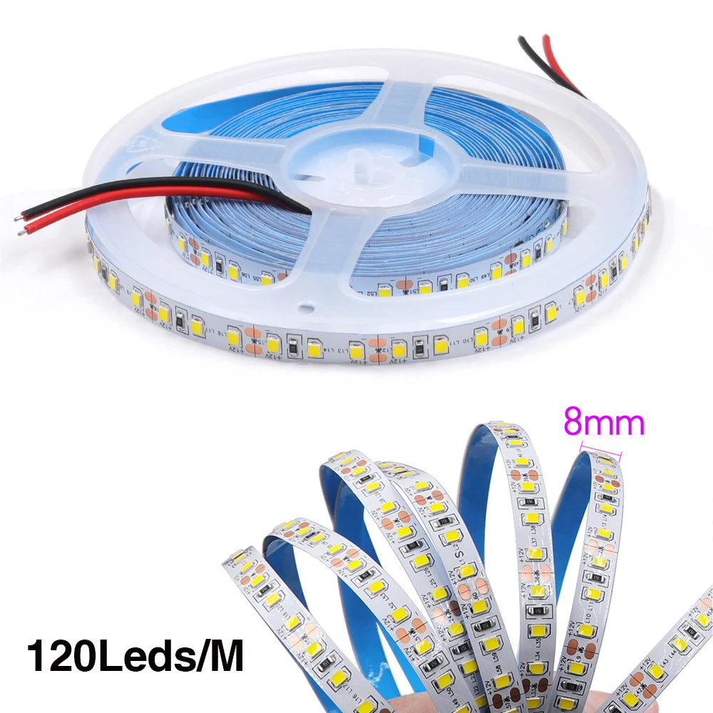 DC 12V LED Strip Light SMD 2835 120LEDs/m Red Green Blue Warm Cold White Home Decor Flexible Ribbon Tape Rope Linear Lighting