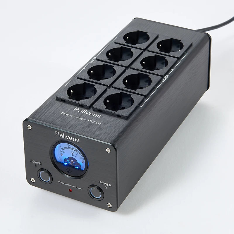 Pailvens Netzfilter Steckdosenleiste HiFi, 8 Fach Entstörfilter Steckdose mit Zeigerablesung, Überspannungsschutz, P20
