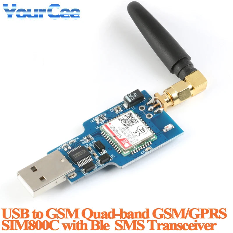 USB to GSM Quad-band GPRS SIM800 SIM800C Module for Wifi Wireless Bluetooth-compatible BLE SMS Messaging With Antenna CH340T