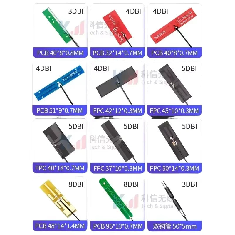5Pcs/Lot 2.4G 5G 5.8G Dual Frequency With Built-in FPC Soft Board Wifi Bluetooth PCB Patch High Gain Antenna