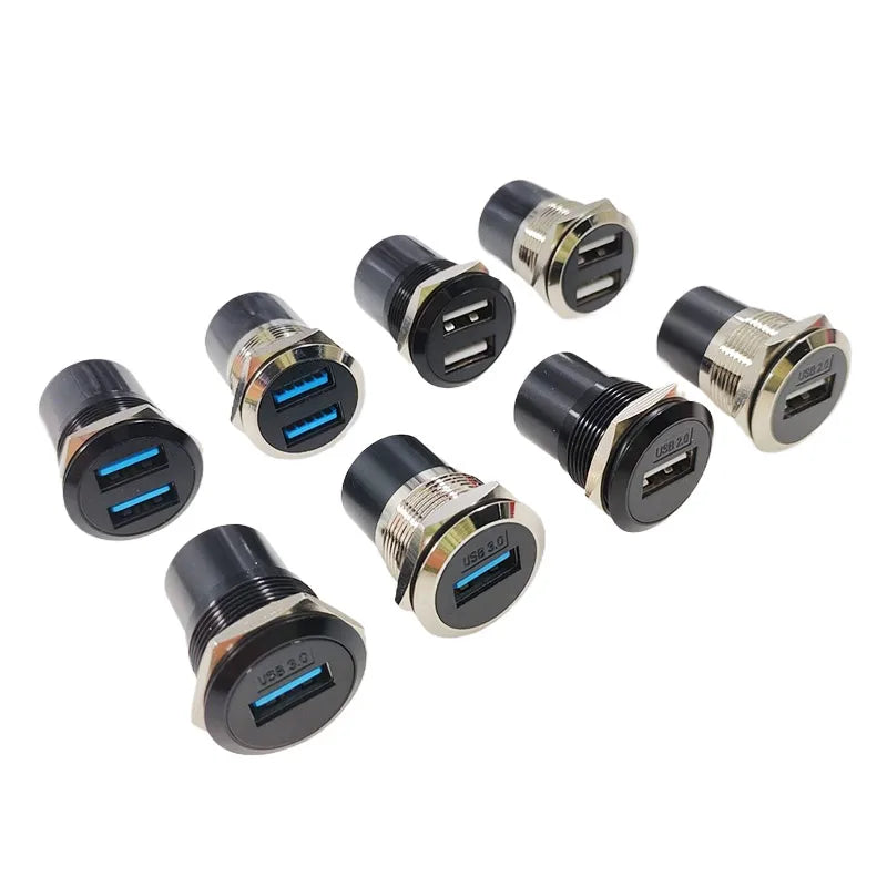 10PCS Panel Openings, 24 Metal Circular D-Shaped USB 2.0 3.0 Single Port Double Port Female Socket Waterproof Joint