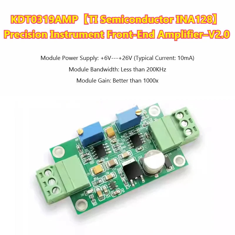INA128 Amplifier Module, Instrumentation Amplifier, Precision Microvolt/Millivolt Amplifier, High Gain Amplifier KDT0319AMP-003