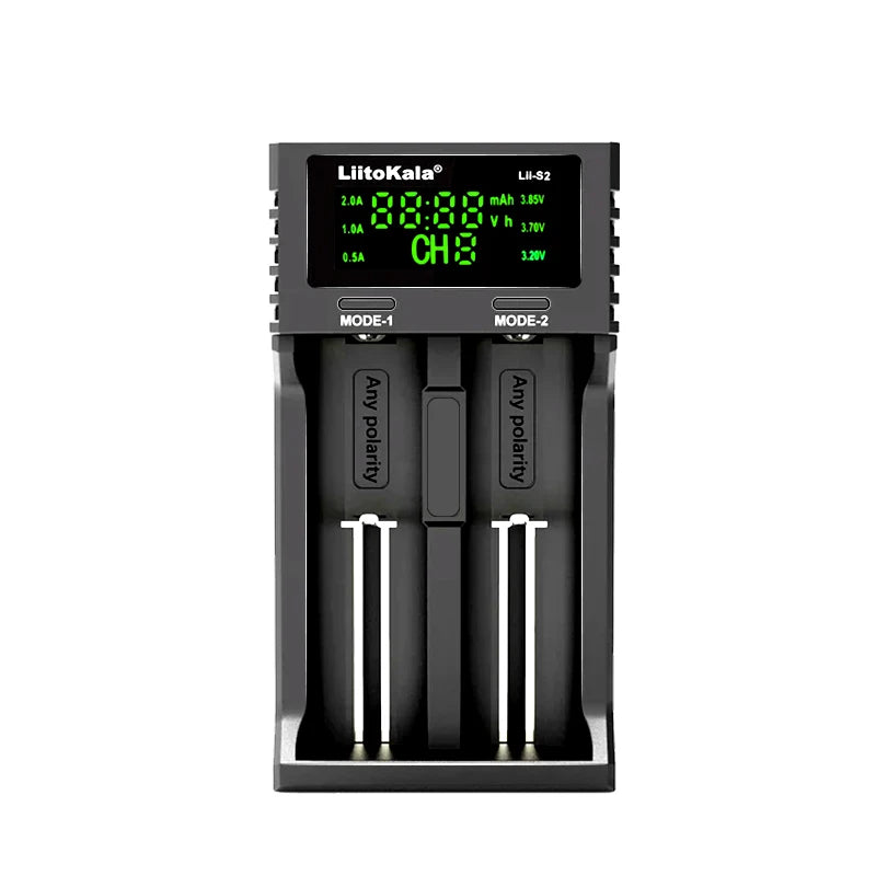 LiitoKala Lii-S2 Multi-Compatible Charger - Supports AA, AAA, 18650, 26650 Lithium Ion Batteries