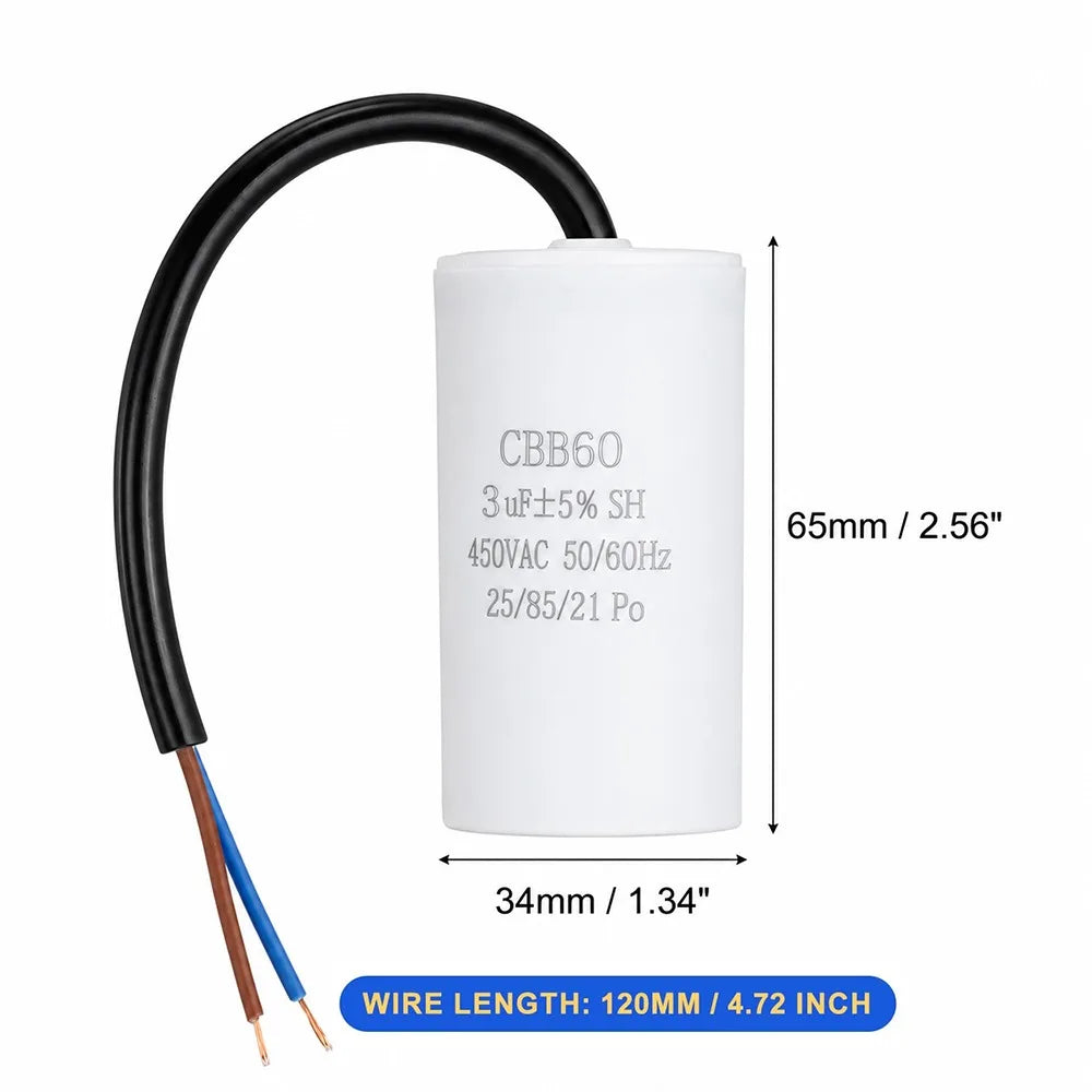 Durable 450V CBB60 Capacitor 50/60Hz 3UF-100UF Start Capacitor Round Motor Run Capacitor