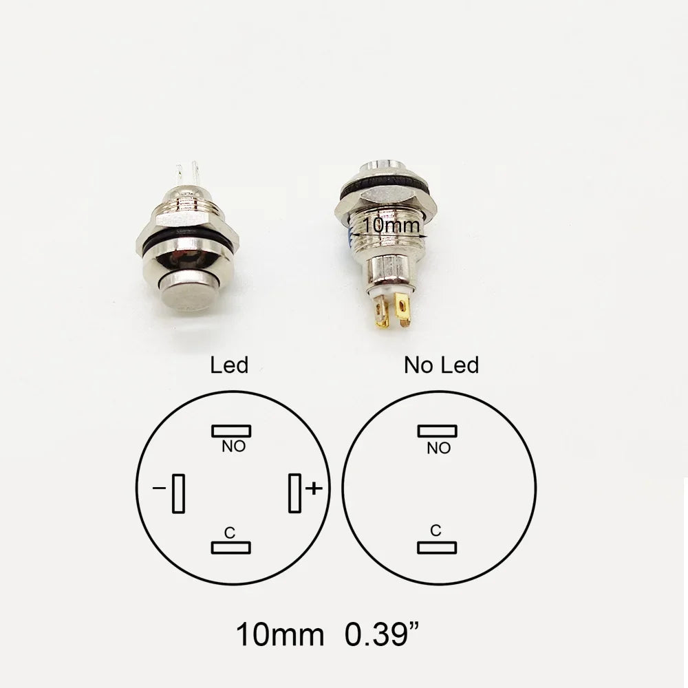 Push Button Switch Electric Waterproof Power 6v 12v Led Light Momentary on Off 8/10/12/16/19/22/25/30mm Micro Pressure Switches