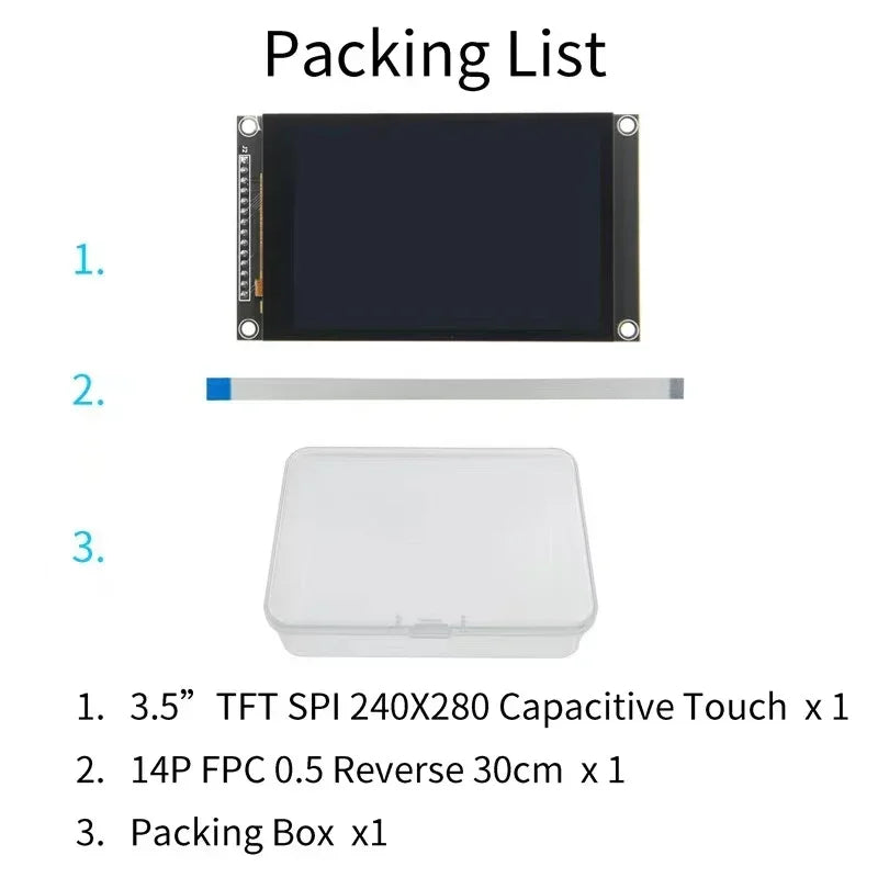 3.5 Inch IPS LCD Display Module 480x320 Capacitive Touch Screen ST7796 TFT SPI LCD Module for Mega2560/C51/STM32/ESP32/Arduino