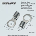 100pcs RNB Brass Ring Bare Terminal Block Connector Cable Lugs Wire Crimping Tips Electrical Connection Strips 12V 2.5mm 4mm 6mm