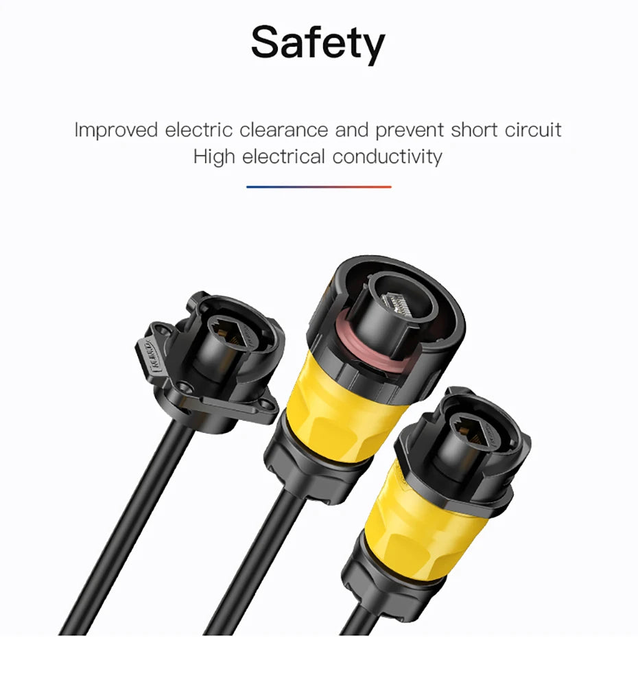 CNLINKO M24 IP68 RJ45 Waterproof Connector Cat3/Cat6 Female/Male Panel Mount 8P8C Gold-Plated for Industrial Automation & Marine