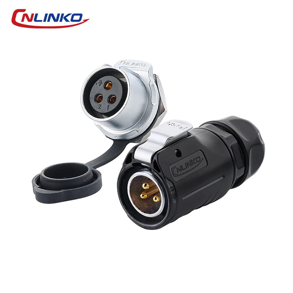 CNLINKO LP20 2/3/4 Pin IP68 Waterproof Quick Circular Connector Panel Mount Electrical Power Connector for Outdoor Eqiupments