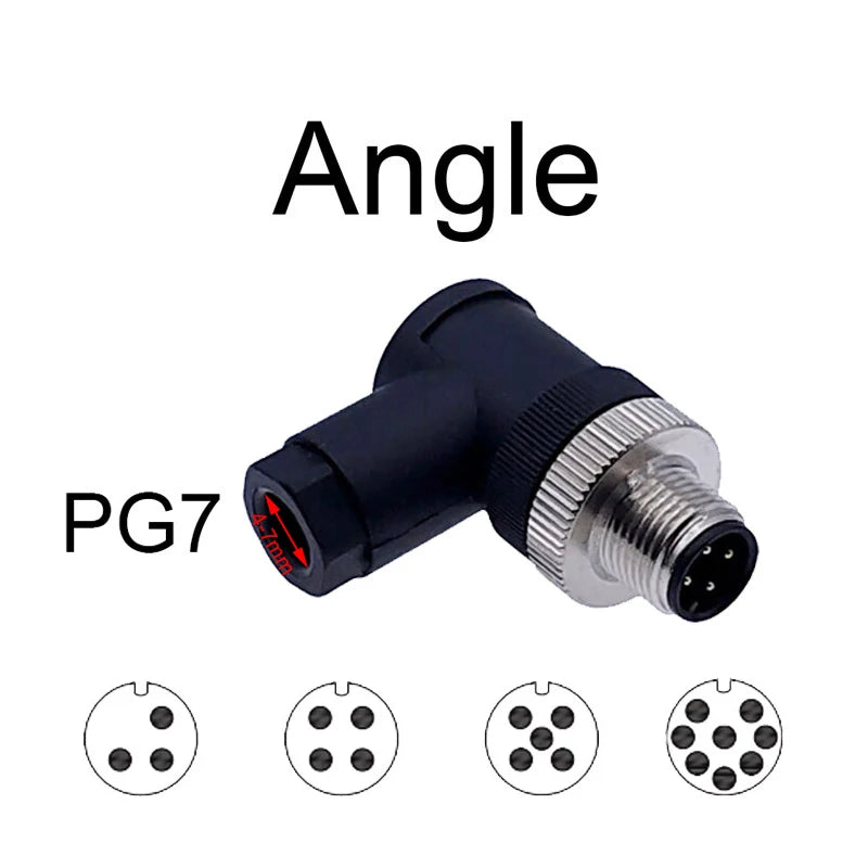 1Pc M12 Sensor Connector Waterproof Straight Angle Male Female Screw Threaded Plug Coupling 3 4 5 8 Pin