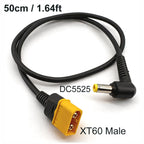 50cm XT60 Male Bullet Connector To Male DC DC5525 Power Cable 5.5x2.5mm Adaptor For TS101 PINE64 Electronic Soldering Iron