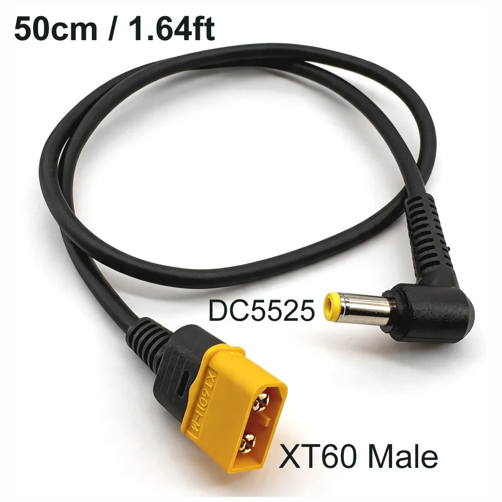 50cm XT60 Male Bullet Connector To Male DC DC5525 Power Cable 5.5x2.5mm Adaptor For TS101 PINE64 Electronic Soldering Iron