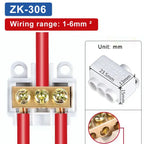 T‑Type Wire Connector ZK Terminal Splitter I-type Brass Clamp Electrical Wire Junction Box for Household Lighting Socket Wiring