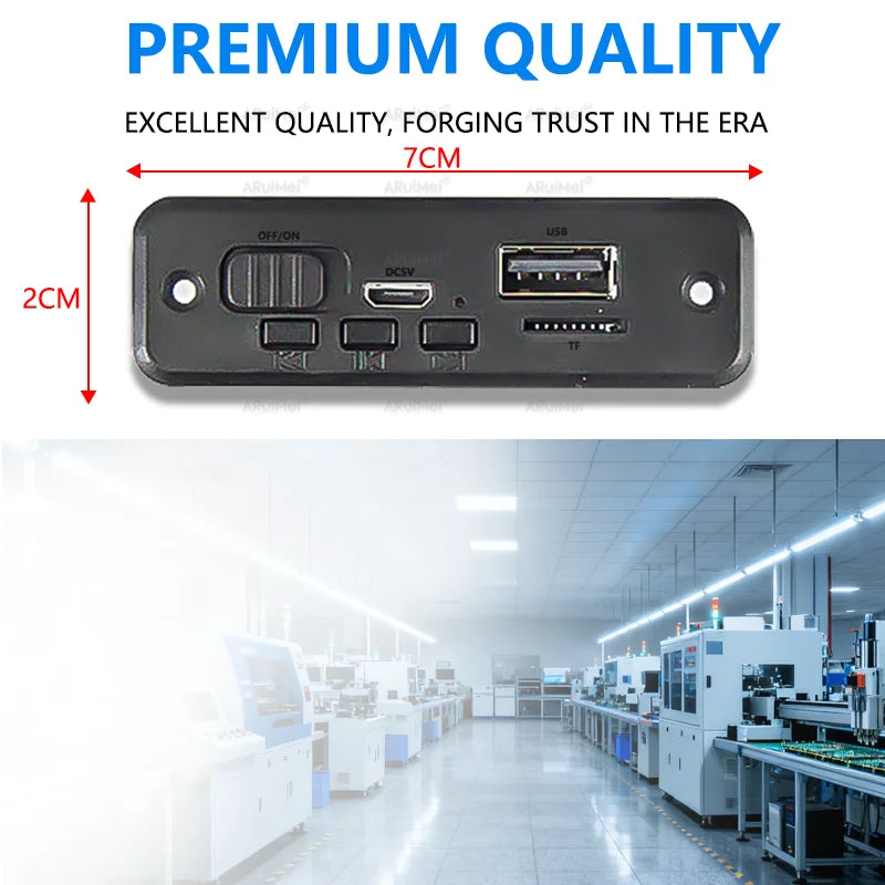 2PCS 2x3W Bluetooth 5.0 Mini Amplifier Board with Black Case for FiiO Player, Portable Speaker, DC 3.7-5V USB Power