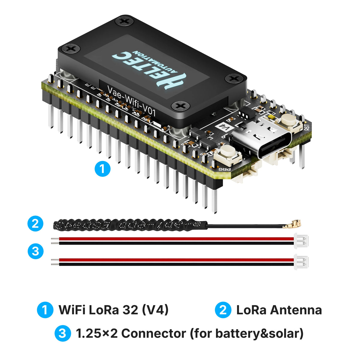 Heltec LoRa32 V4 ESP32-S3 SX1262 LoRaWAN 868MHz 915MHz Development Board with 0.96 Inch OLED, WiFi & BLE Mesh Network for IoT