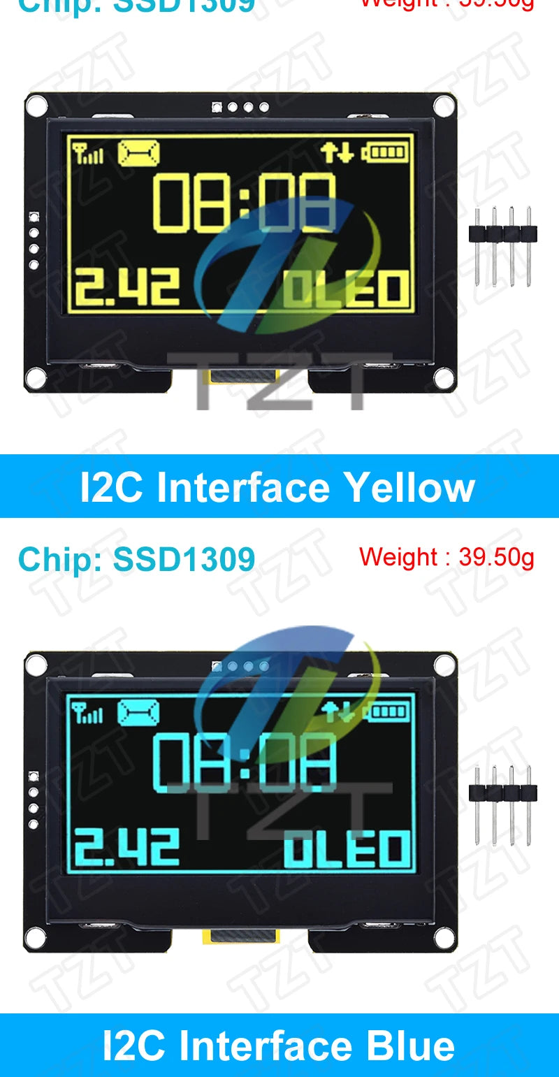2.42 inch 2.42" OLED Display Module 128x64 LCD HD Screen Module SSD1309 7 Pin SPI/IIC I2C Serial Interface for Arduino UNO R3
