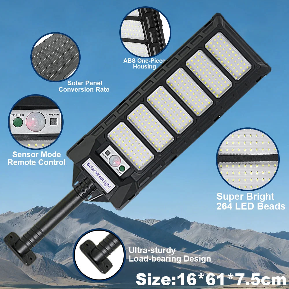 12000W Solar Lights Commercial LED Outdoor Dusk To Dawn Solar Street Lamp Waterproof Backyard Garden Security Lighting IR Sensor