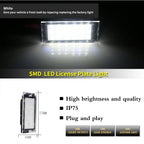 2PCS Xenon White CAN-bus LED License Plate Lights For 2016-18 W453 Smart Fortwo