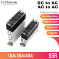 Slim Solid State Relay 10A 25A 40A Dc control Ac/ Ac control Ac Single Phase SSR Din Rail Mount Relays Module equipped Heat sink