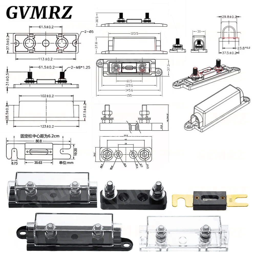 1Set ANL Fuse 60 80 100 120 275 300 400 450A 500 AMP ANS Fuse Holder Bolt-on Fuse Automotive Fuse Holders Fusible Link With Fuse