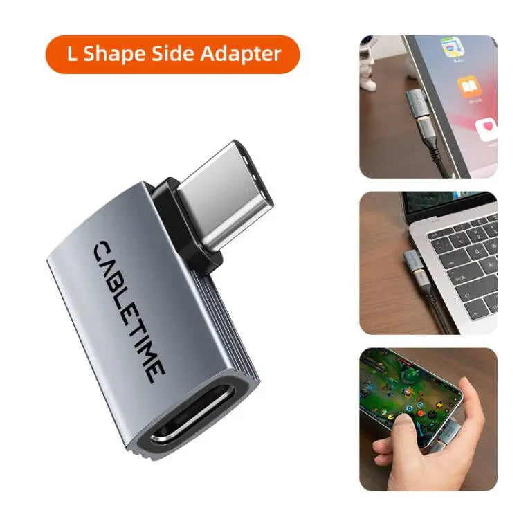 CABLETIME Type C Adapter 240W OTG USB C Adapter 8K 60Hz 40Gbps 90-Degree Converter USB4 Adapter for iPhone Adapter MacBook iPad