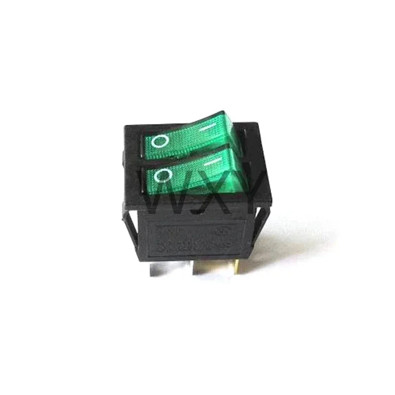 2Pcs KCD2 Double Boat Rocker Switch 6 Pin On-Off Position with Green Red Lights 20A 125VAC/16A 250V - Black No Light Option