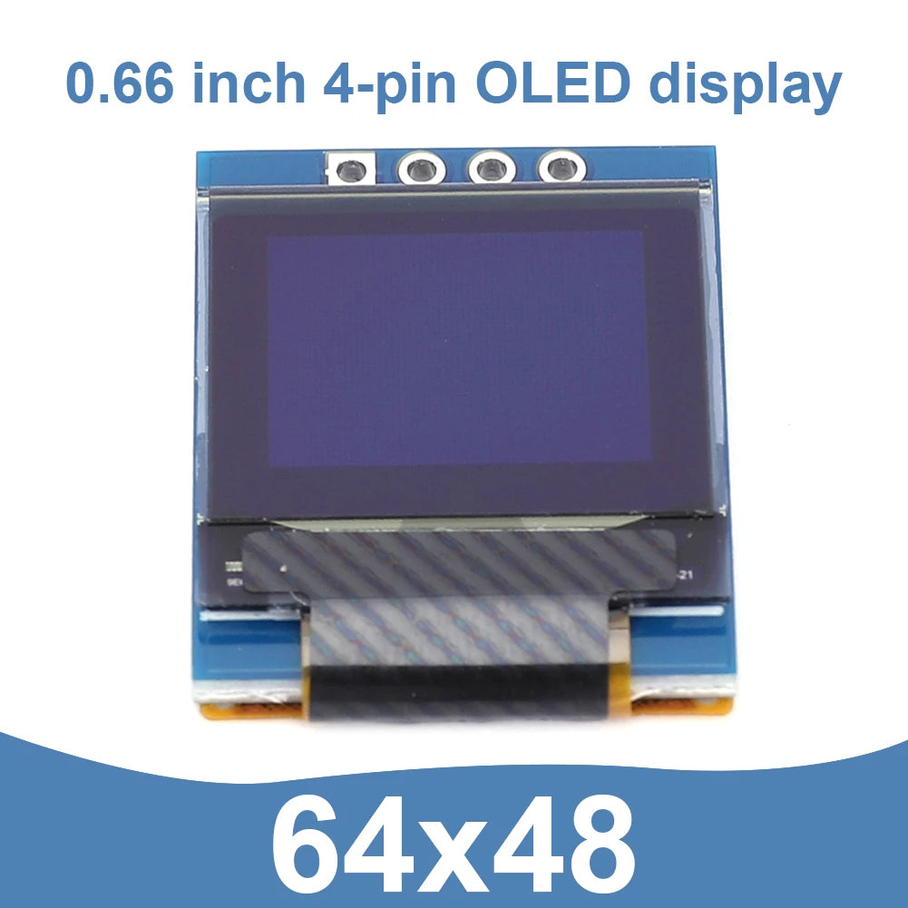 0.66 Inch OLED Display Module 64x48 Pixels LCD Screen Control Board 3.3-5V 4 Pin I2C IIC for Arduino Electronic DIY