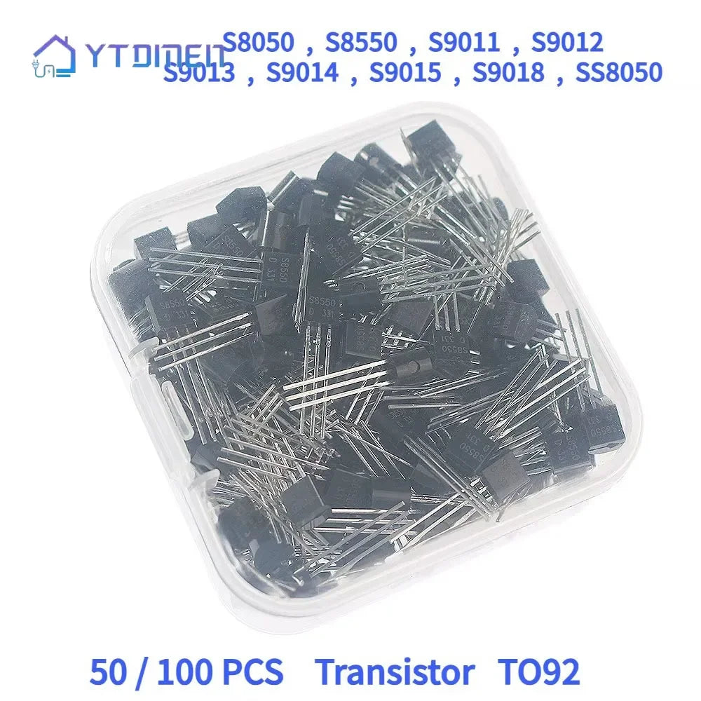 50/100PCS Transistor Kit S8050 S8550 S9011 S9012 S9013 S9014 S9015 S9018 SS8050 NPN Silicon TO92 Transistor Electronic Component