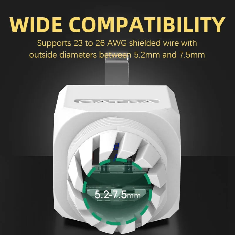 2PCS RJ45 CAT6A CAT6 Connector, ZoeRax Tool Free Ethernet Termination Plugs, 23AWG to 26AWG Cable Internet Plug Toolless