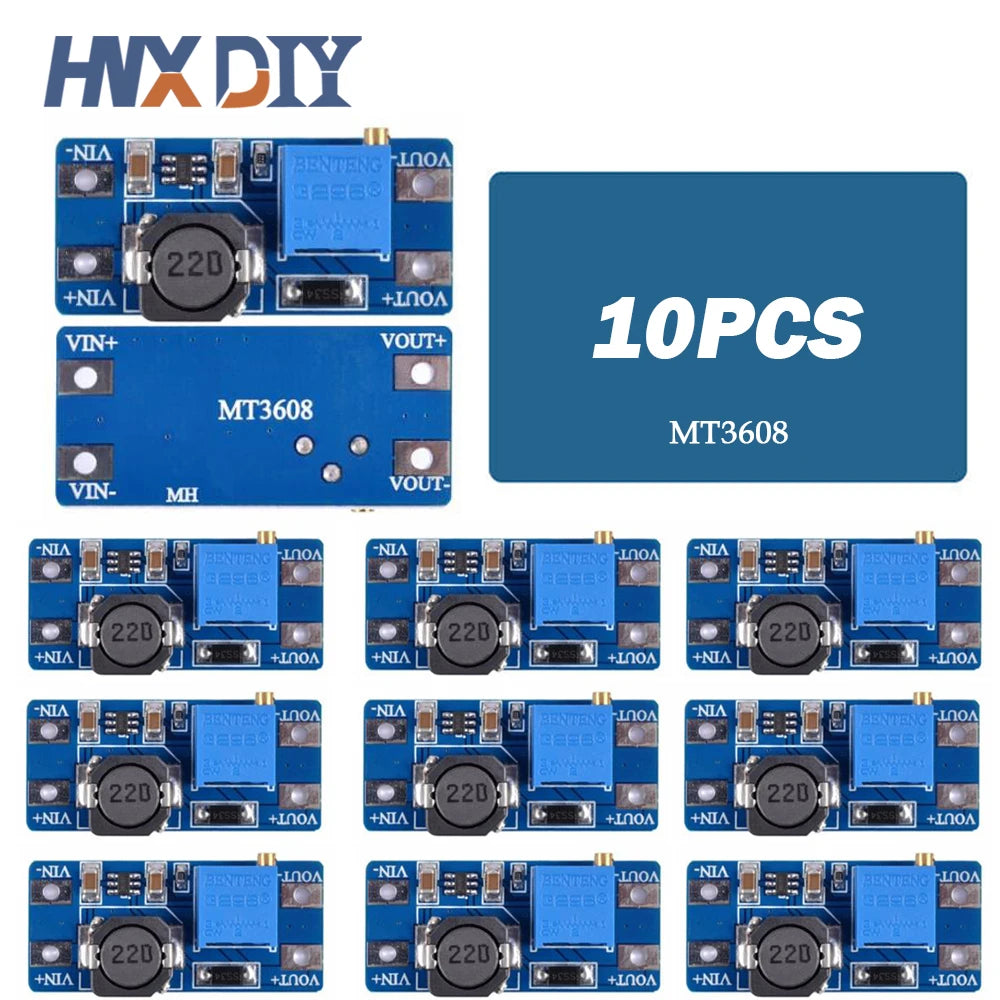 1-10pcs MT3608 DC-DC Adjustable Boost Module 2A Boost Plate Step Up Module with MICRO USB 2V-24V to 5V 9V 12V 28V