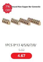 Blue White Green Bridge Design Zero Line 4-12 Pole Screw Brass Copper Grounding Strip Terminal Block Connector Earth And Neutral