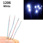 10pcs/Bag 0805 1206 SMD Lamp Wired Micro Litz Led Pre-Soldered Chip Wired 3V Railway Model Toy Light DIY Leads Wires 30cm