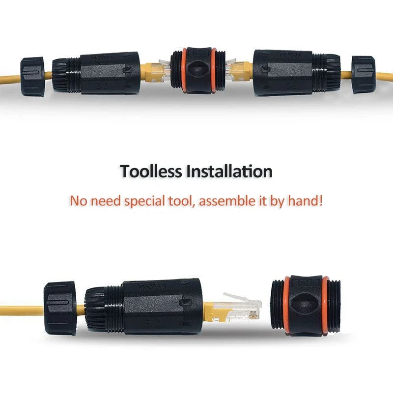 Ethernet LAN CAT6A Shielded IP68 M23 RJ45 Waterproof Connector RJ 45 Female Network Cable Extension Adapter