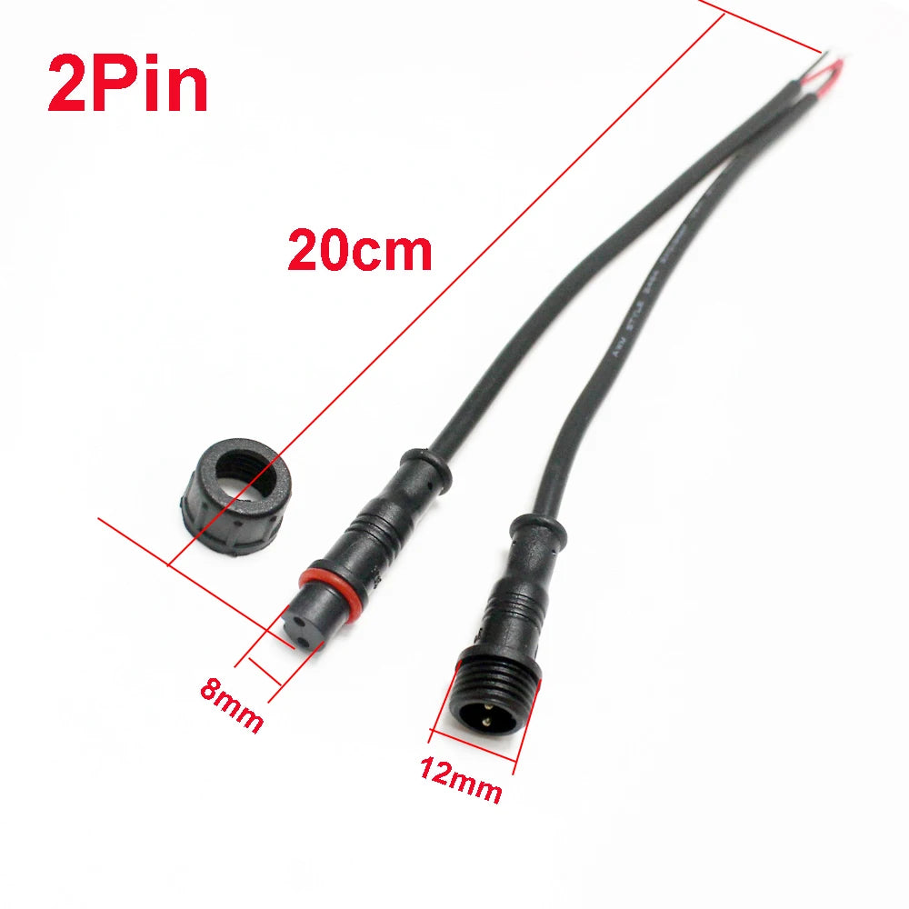 1Pair M12  2 3 4 5 Pin Waterproof IP65 Cable Wire Plug for LED Strips Male and Female Jack 20cm Lengh Connector Small Size Head