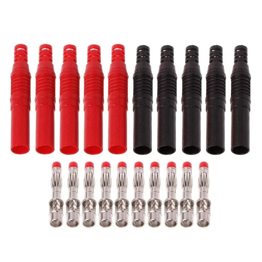 5pcs Straight 4mm Plug Banana Plug Stackable Connector Banana Socket Black Red Banana Jack For Instrumentation